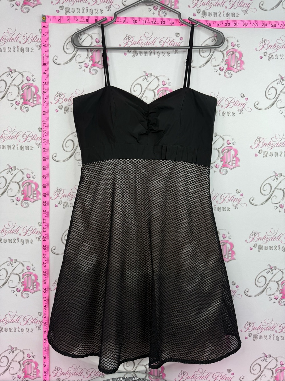 Vera Mont dress mini pink shiny Black Mesh Fit-and-Flare Dress